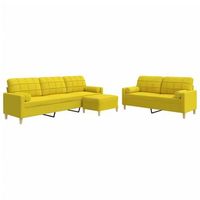 juego de sofa 3 piezas con reposapies y cojines tela amarillo vidaxl