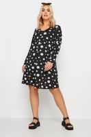 yours vestido corto negro de lunares blancos mujer curvy y tallas grandes yours