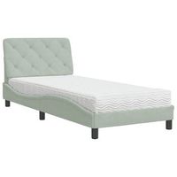 cama con colchon terciopelo gris claro 90x190 cm vidaxl