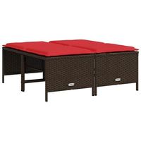 taburetes de jardin con cojines 4 unidades poliratan marron vidaxl