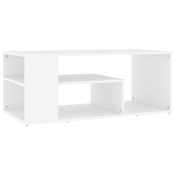 Mesa De Centro Madera Contrachapada Blanco 100x50x40 Cm Vidaxl