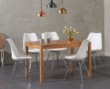 Oxford 120cm Solid Oak Dining Table with Celine Chrome Leg Chairs