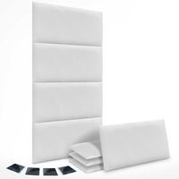 dhome juego de 8 paneles tapizados de polipiel premium pack autoadhesivos para pared acusticos absorbentes proteccion blanco 50x30cm x8