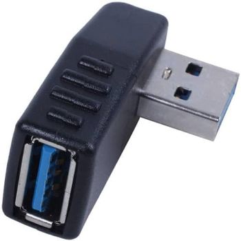 Adaptador Usb 3.0 Macho A Hembra Acodado Izquierdo Negro