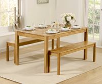 oxford 150cm solid oak dining table with benches