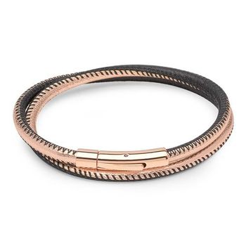 Trend pulsera de cuero para mujer oro rosa negro