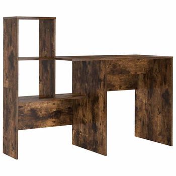 Escritorio | Mesa De Trabajo Con Estante Roble Ahumado 131,5 X 50 X 106,5 Cm