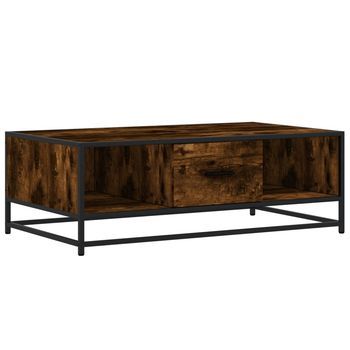 Mesa De Centro Madera Ingeniería Metal Roble Humo 100x57x35 Cm Vidaxl