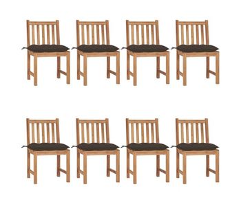 Sillas de jardin 8 unidades madera maciza de teca con cojines