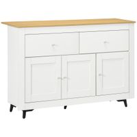 aparador de cocina 117x35x80 cm blanco madera natural