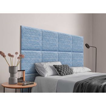 Dhome Cabecero Tapizado Compuesto De Paneles Autoadhesivos Intercambiables Serie Luxury Edition Cama Lujo Dormitorio (ethnic Blue, 150cm)
