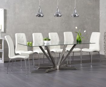 Reno 200cm Glass Dining Table with Calgary Chairs
