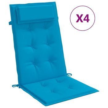 Vidaxl Cojines De Silla Con Respaldo Alto 4 Uds Tela Oxford Azul Claro