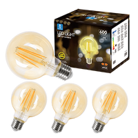 aigostar - bombilla led e27 edison 4w equivalente a 35w blanco calido 2200k 400 lumenes bombilla led vintage decorativa g80 de filamento no regulable cristal ambar pack 4