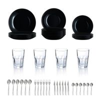 vajilla 40 piezas vidrio opal negra