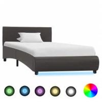 estructura cama led sin colchon cuero sintetico gris 100x200 cm vidaxl