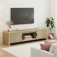 mueble de tv lukkodso con 2 puertas  mdf 150x40x40cm - roble encasa