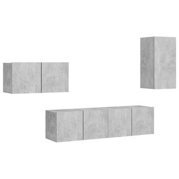 Juego De Muebles De Salón 4 Piezas Gris Hormigón Vidaxl