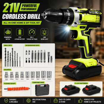 Kit de Taladro Atornillador Inalámbrico de Litio de 28V, Taladro Eléctrico Manual, Torque Máximo de 48, Juego de Herramientas Eléctricas de Doble Velocidad