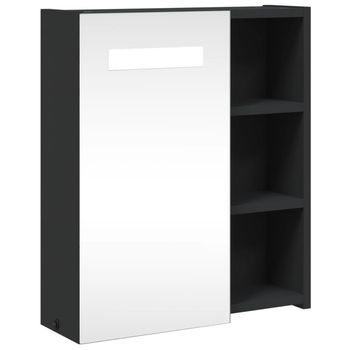 Mueble De Baño Con Espejo Y Luz Led Negro 45x13x52 Cm Vidaxl