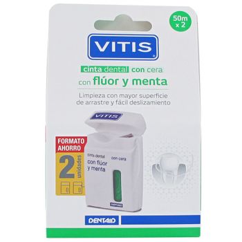 Vitis Cinta Dental con cera - fluor menta 50m+50m