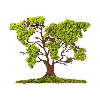 Decoración Pared Árbol 2 Verde Marrón 71x1x59 Cm