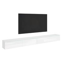 mueble de tv lowboard d 300 cm mueble de television mueble de salon iluminacion led incluida color blancoblanco brillo