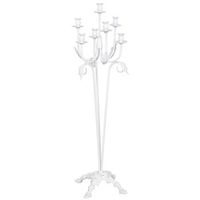 candelabro de pie de metal envejecido blanco 35x35x110h cm