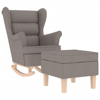 Sillón Mecedora Con Taburete Tela Gris Taupe Vidaxl