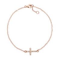pulsera de plata 925 banada en oro rosa colgante cruz