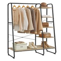 perchero para ropa con zapatero marron turquesa  negro mate