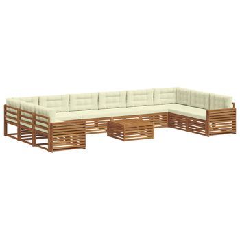Juegos De Sofás 11 Uds. Natural Y Crema Madera De Acacia Sólida Vidaxl