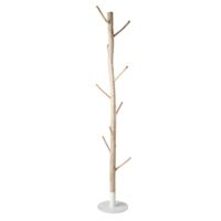 perchero tronco de un arbol de eucalipto y metal blanco