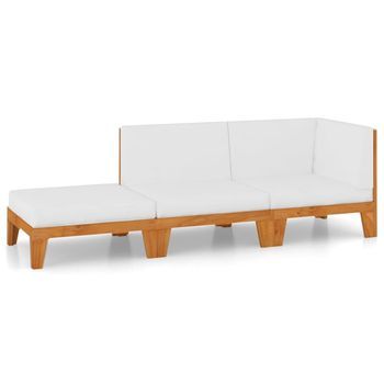 Juego Muebles De Jardín Y Cojines 3 Pzas Madera Maciza Acacia Vidaxl