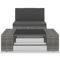 conjunto de muebles de jardin 2 uds  mesa y sillas ratan sintetico gris
