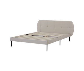 Cama tapizada porvoo con cabecero somier terciopelo 140x200cm - beige [en.casa]
