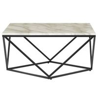 mesa auxiliar efecto marmol beige negro 80 x 80 cm mdf jaula glamour malibu