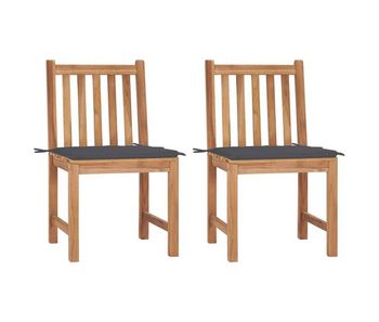 Sillas de jardin 2 unidades madera maciza de teca con cojines