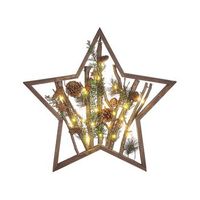 figura decorativa led de madera de pino oscura 46 cm pinas luces navidad dokka