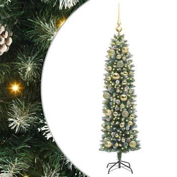 Árbol Navideño Artificial Delgado Con 150 Led Verde Y 120 Cm