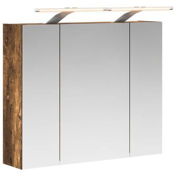 Armario Con Espejo De Baño Roble Ahumado 60 X 14,5 X 50 Cm Vidaxl