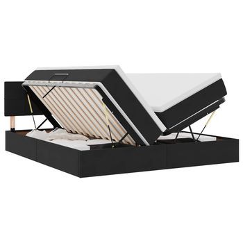 Cama De Almacenamiento Led Con Colchón Negro 180 X 200 Cm Vidaxl