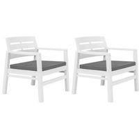 conjunto de muebles de jardin 3 uds  mesa y sillas plastico blanco
