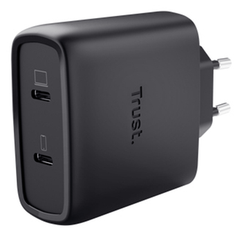 CARGADOR USB GAN TRUST MAXO 65W 2xUSB-C INCLUYE CABLE USB-C 2m COLOR NEGRO