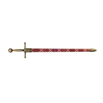Réplica de la espada del Rey Arturo fabricada en metal y funda de plástico forrada y extraíble de 111 cm. Arma decorativa sin filo
