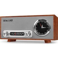 victrola broadway vc-150 fm retro bluetooth clock radio - mahogany