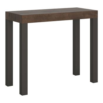 Consola extensible 90x40/300 cm efecto madera nogal y hierro