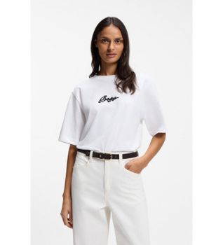 BOSS para mujer. 50559075 Camiseta Eregular blanco (XS), Casual, Algodón, Manga corta