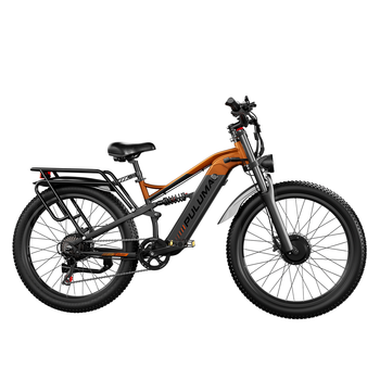 Bicicleta De Montaña Eléctrica Puluma Pe86pro, Doble Motor Con Sensor De Par, Negro Y Naranja.