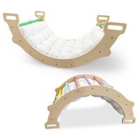 costway triangulo de escalada 2 en 1 con cojin suave balancin de arco de doble cara juguete de escalada de madera para ninos de 1  anos